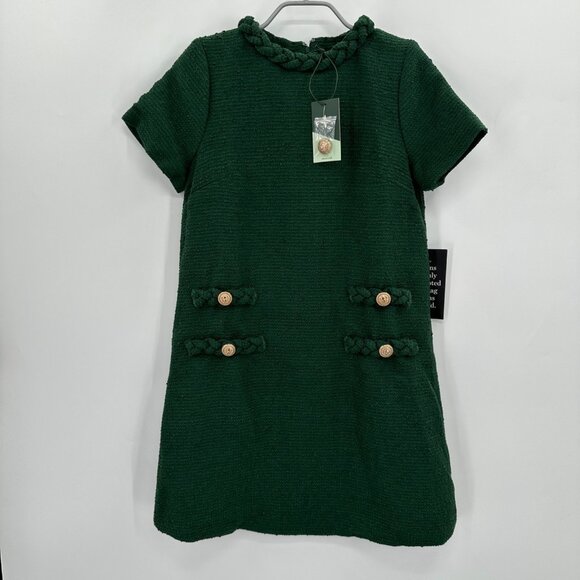 Tuckernuck Forest Green Tweed Jackie Dress sz S Shift Mini Business Career NWT - Picture 9 of 9